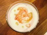 Recette Verrine de velouté oignons blancs - lait de coco - crevettes - combaya