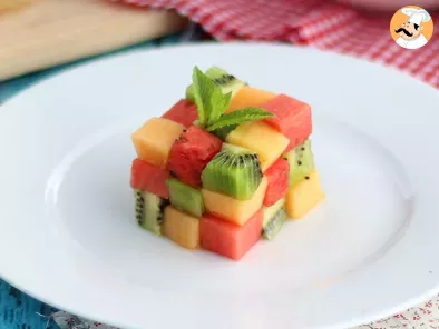 Recette Rubik's cube de fruits, la salade de fruits design